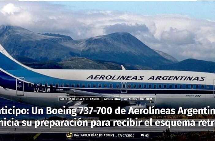 Un Boeing 737-700 de Aerolíneas Argentinas inicia su preparación para recibir el esquema retro (Por Aviacionline)